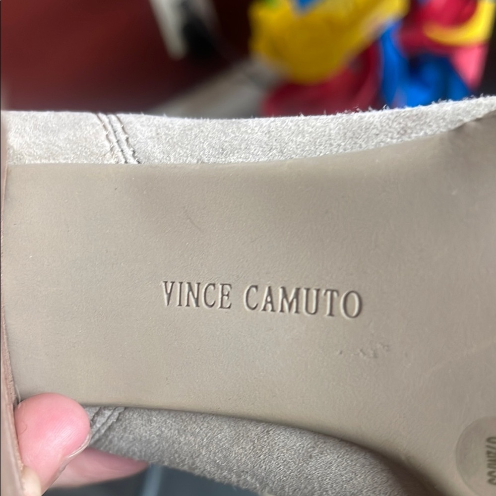 Vince Camuto Cream Heeled Boots with Suede Finish - Picture 2 of 12
